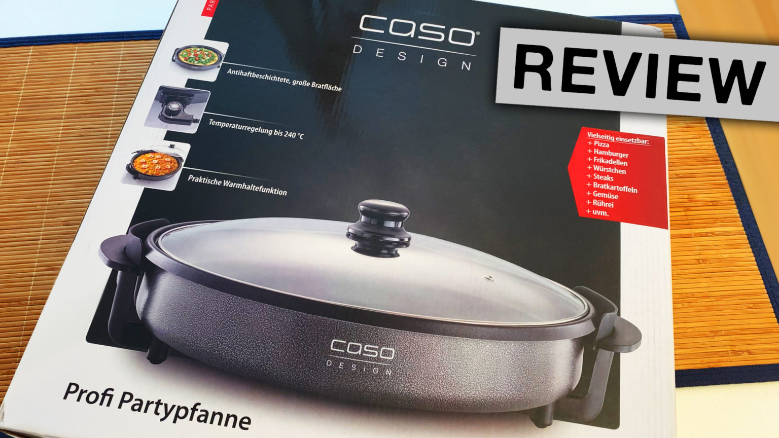 Caso Design Profi Pfanne Elektrische Pfanne für Kochen und Camping